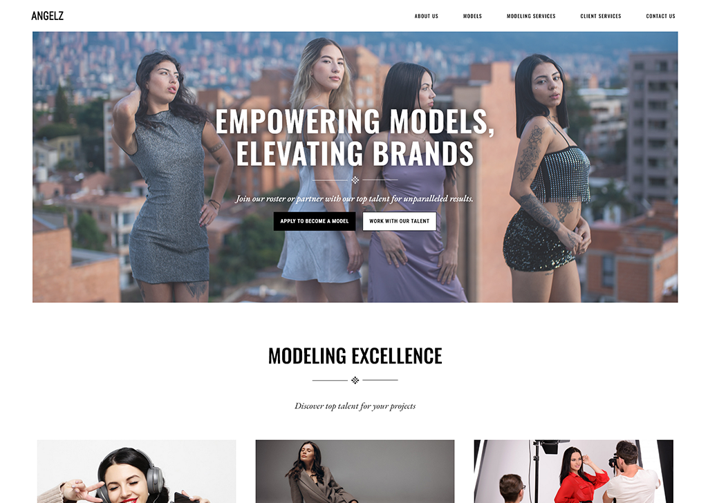Model agency website design