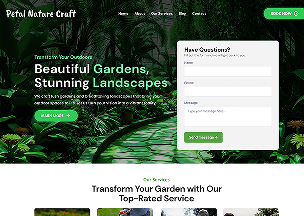 Garden landscape web design